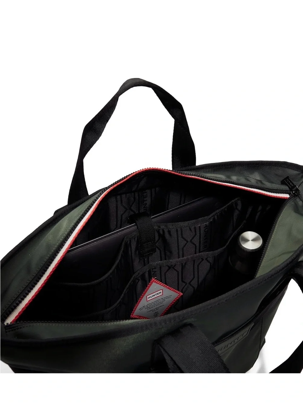 Hunter Olive Green Tote Bag with Black Straps